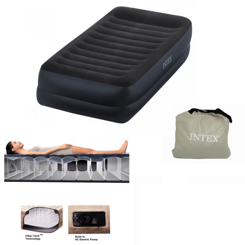 LIT GONGLABLE REST BED FIBER TECH 1 PLACE ELECTRIQUE INTEX 3 LIT GONGLABLE REST BED FIBER TECH 1 PLACE ELECTRIQUE INTEX
